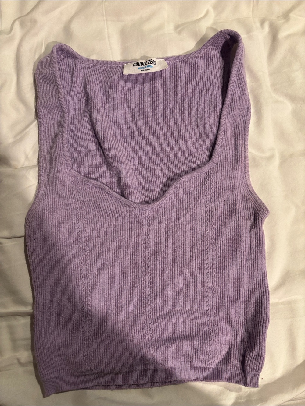 Double Zero Lilac Ribbed Knit Tank Top